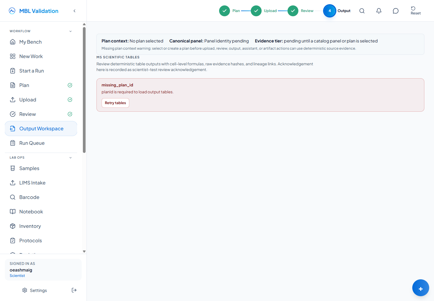 Tables & Statistics | MBL Validation Docs