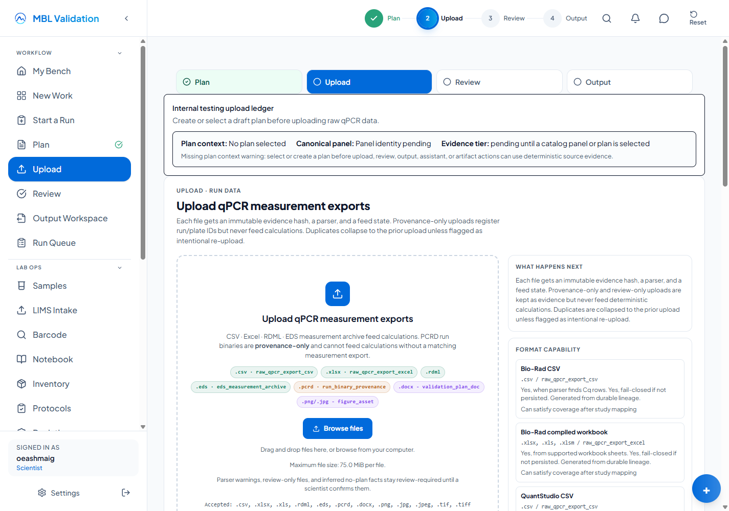 Uploading Data | MBL Validation Docs