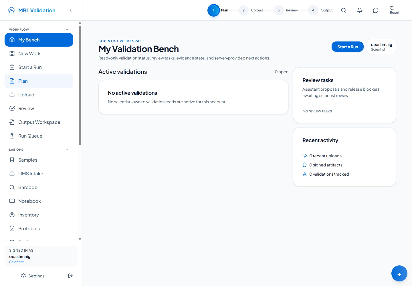 Validation Scientist Workflow | MBL Validation Docs